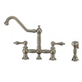 Whitehaus Bridge Faucet W/ Long Traditional Swivel Spout, Lvr Handles And Brass S WHKBTLV3-9201-NT-BN